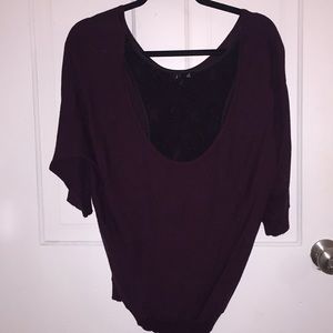 Dark purple sweater with racerback lace back